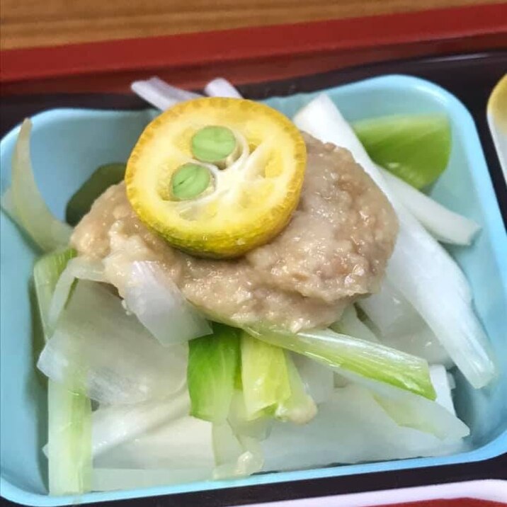 うるい、長芋、葱の柚子味噌掛け